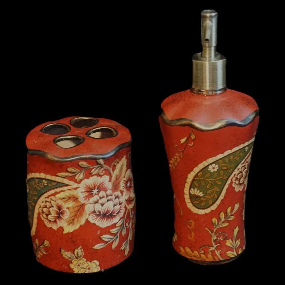Burgandy Bathroom Accessories Bundle Soap Dish Toothbrush Holder Soap Dispenser